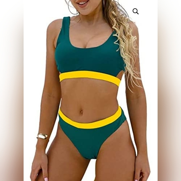 Blooming Jelly Other - BLOOMING JELLY WOMEN’S HIGH WAISTED SWIMSUIT CROP TOP CUT OUT 2 PIECE CHEEKY